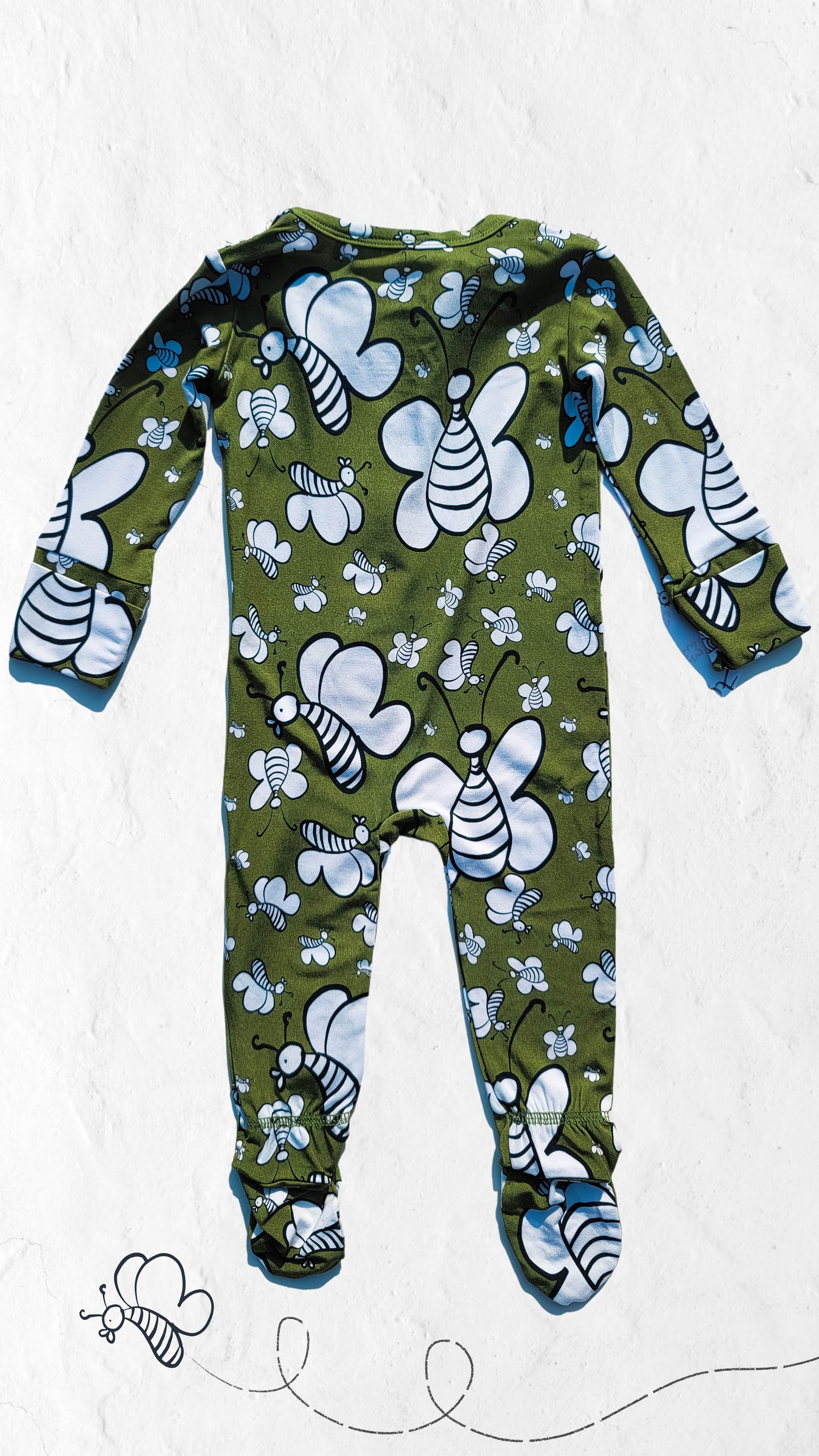 Butterfly: Long Sleeved Footed Zippies