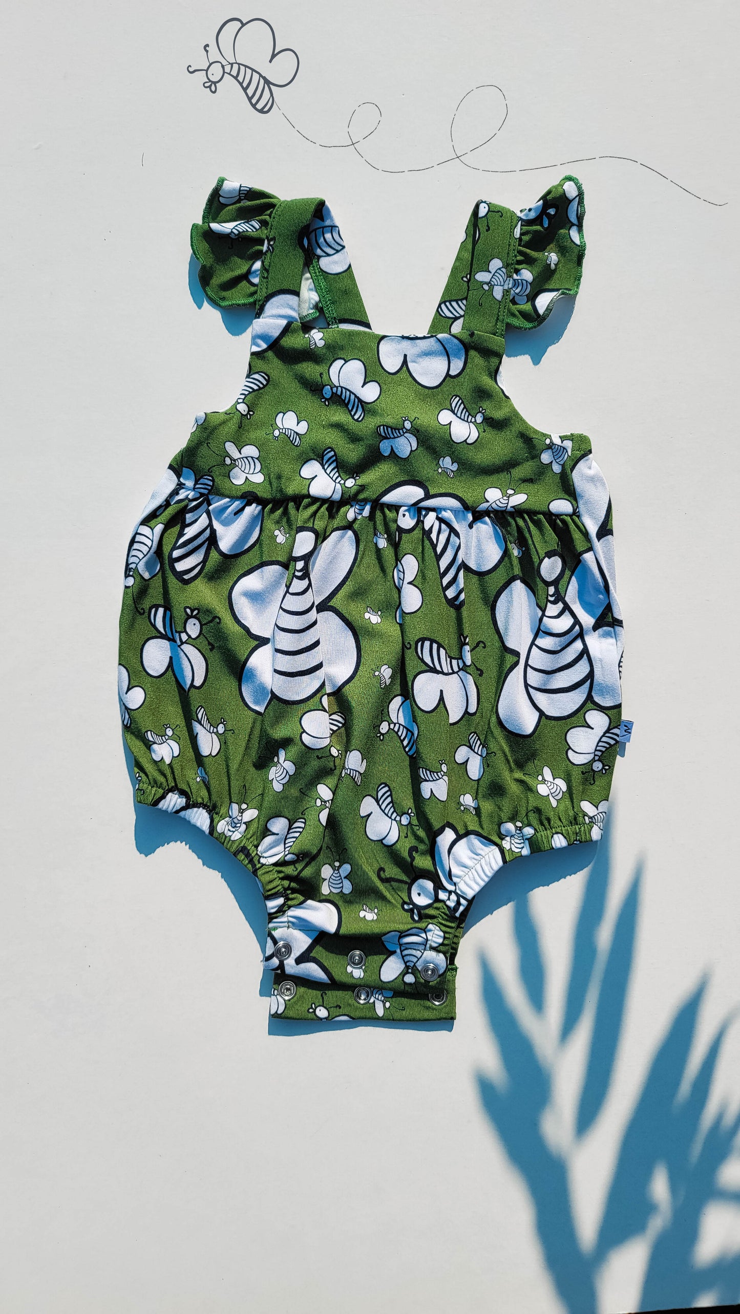 Butterfly: Ruffle Sleeves Bubble Rompers
