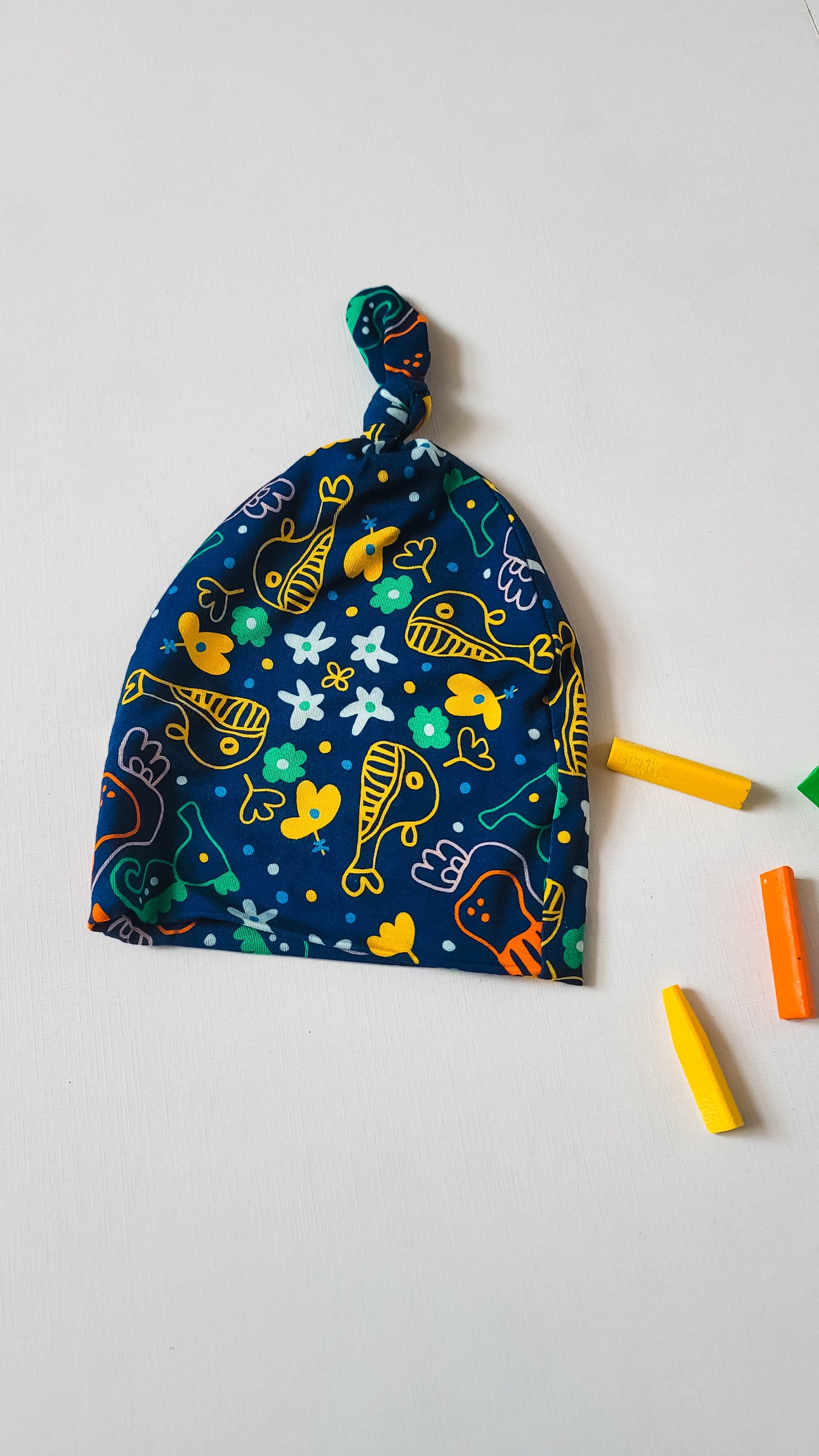 Ocean: Baby Bundle of Knotted Gown, Knotted Hat, Knotted Headband and Short Sleeve Romper