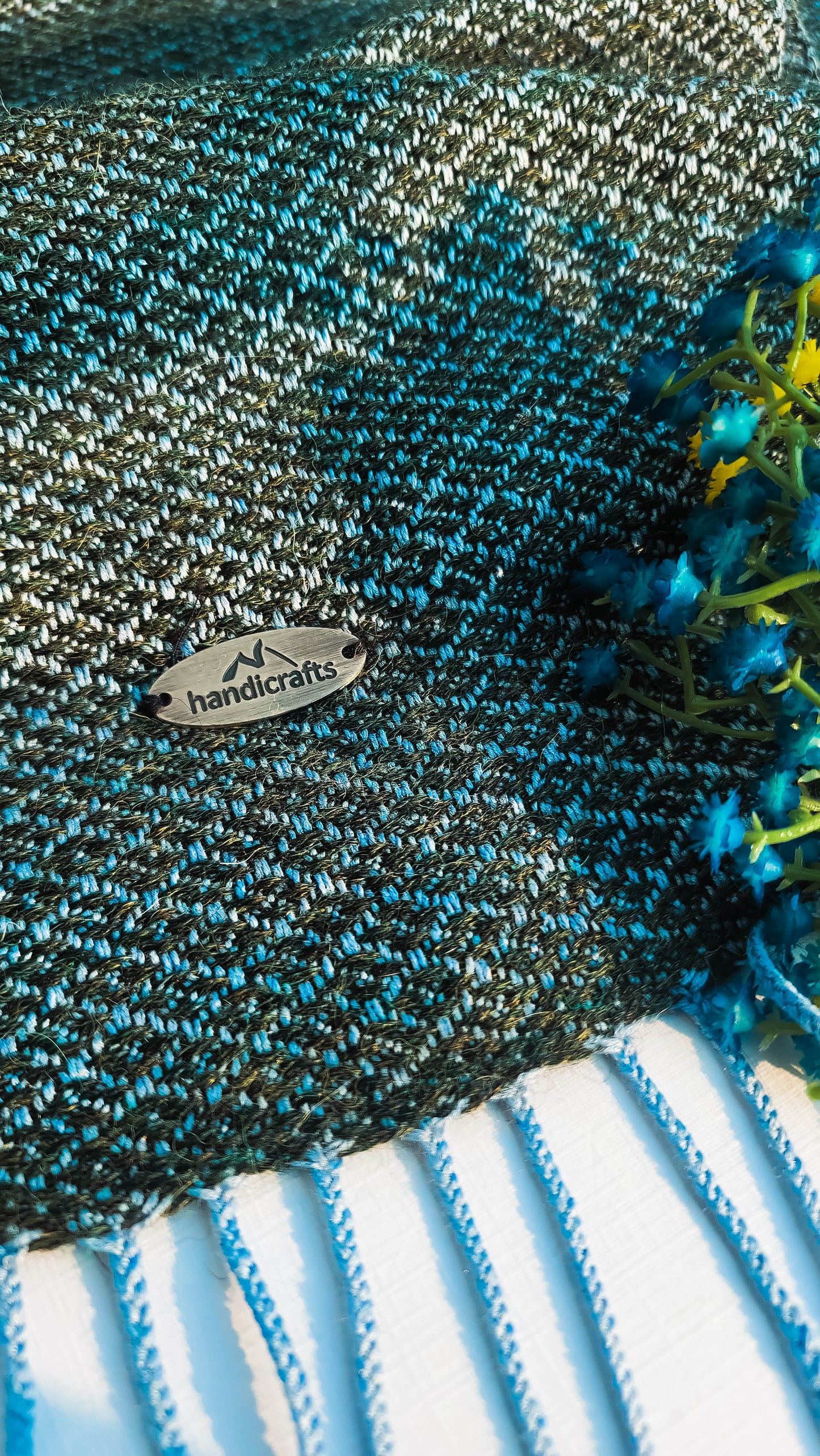 Moss: Handwoven Scarf on a Table loom