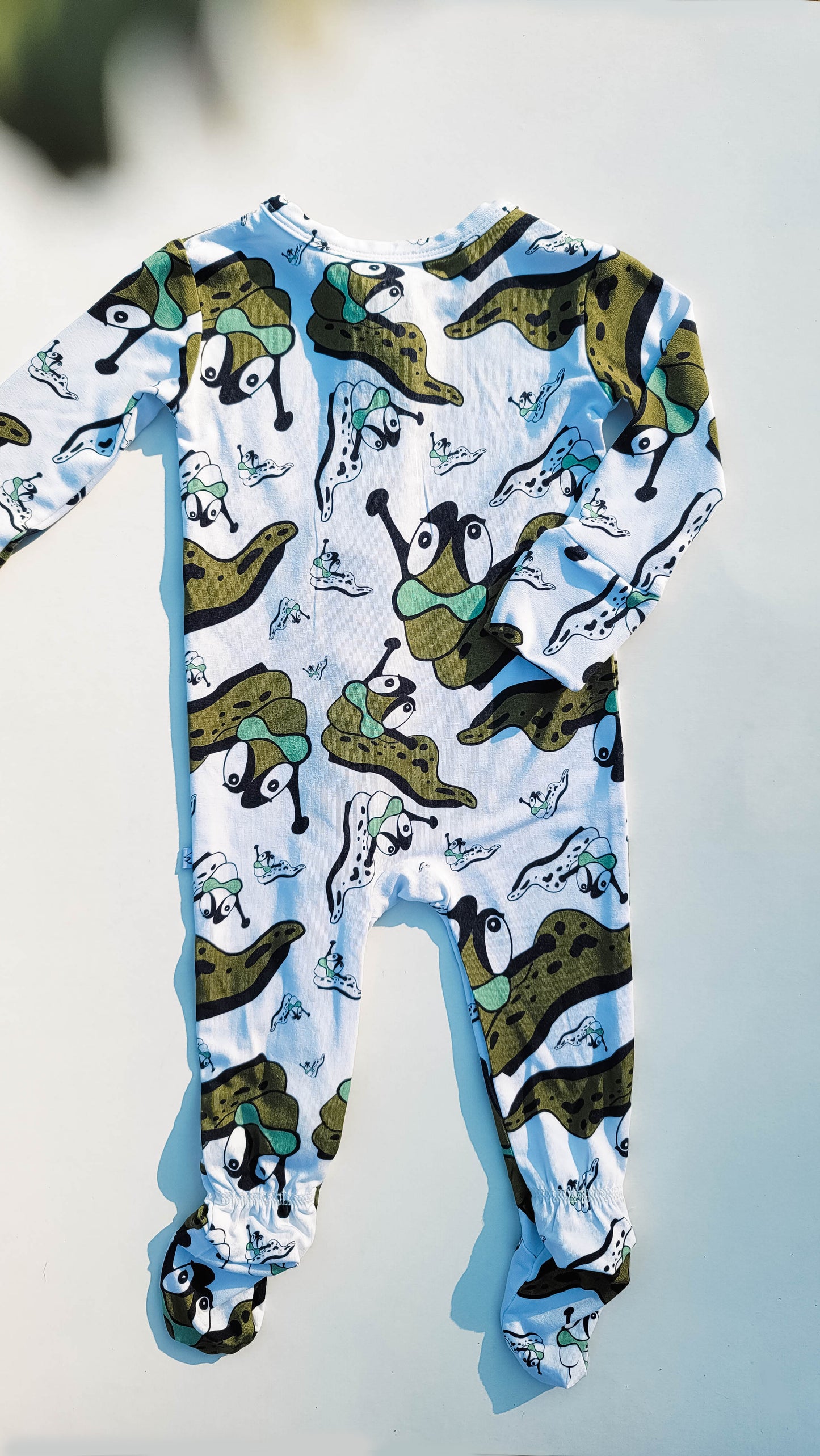 Sam The Slug: Long Sleeved Footed Zippies