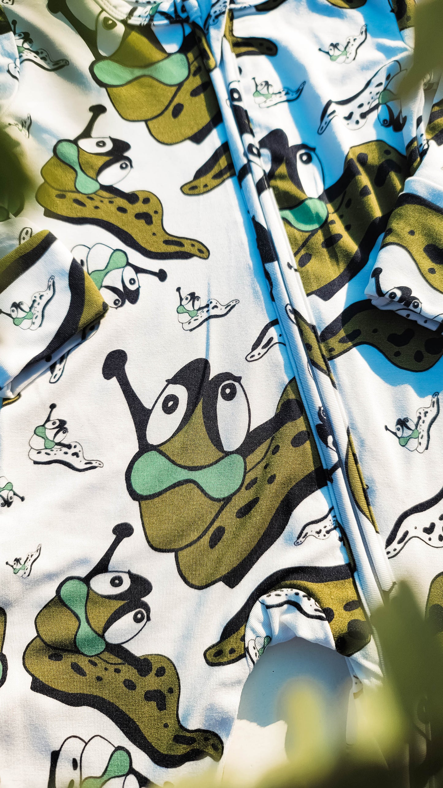 Sam The Slug: Long Sleeved Footed Zippies