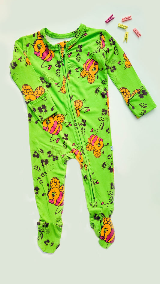 Bumble: Long Sleeved Footed Zippies